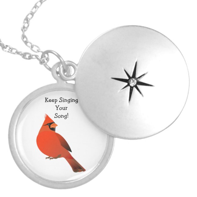 Keep Singing Your Song Cardinal Bird Necklace (Front)