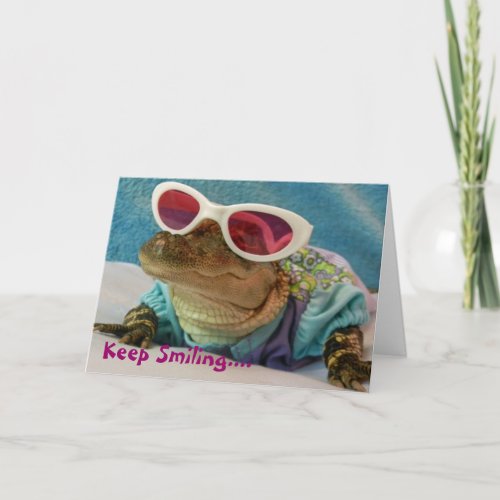 Keep Smiling Alligator In Sunglasses Card