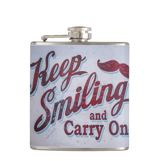 Keep smiling and carry on flask (Front)