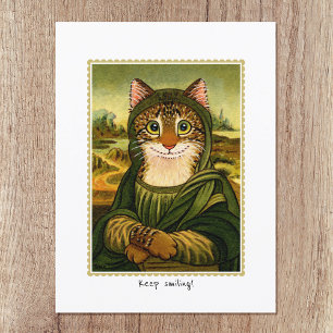Keep Smiling Cute Mona Lisa Cat Custom Postcard