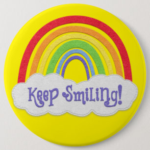 KEEP SMILING! Felt Look Rainbow Button
