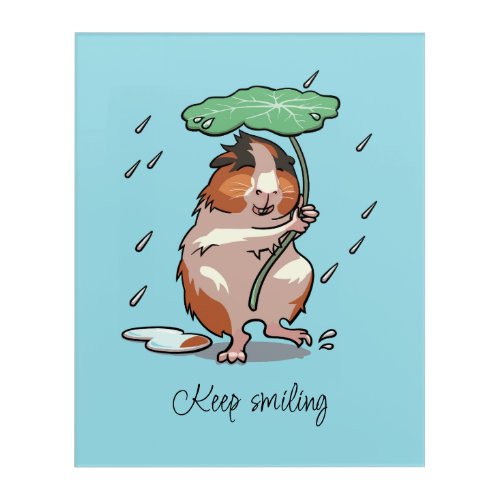 Keep Smiling Happy Guinea Pig Enjoying The Rain Acrylic Print