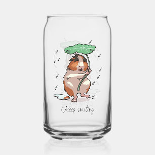 Keep Smiling Happy Guinea Pig Enjoying The Rain Can Glass