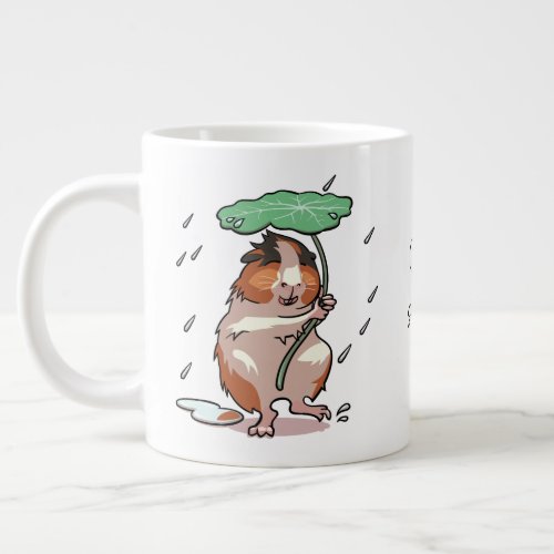 Keep Smiling Happy Guinea Pig Enjoying The Rain Giant Coffee Mug