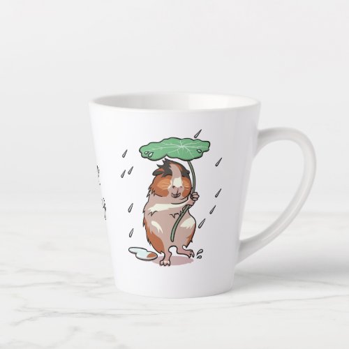 Keep Smiling Happy Guinea Pig Enjoying The Rain Latte Mug