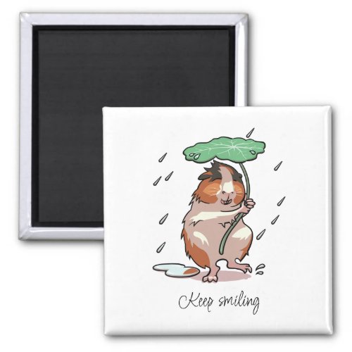 Keep Smiling Happy Guinea Pig Enjoying The Rain Magnet