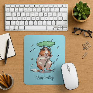 Keep Smiling Happy Guinea Pig Enjoying The Rain Mouse Pad