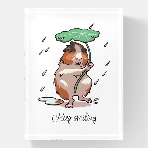 Keep Smiling Happy Guinea Pig Enjoying The Rain Paperweight