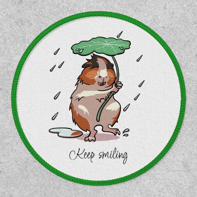 Keep Smiling Happy Guinea Pig Enjoying The Rain Patch (Front)