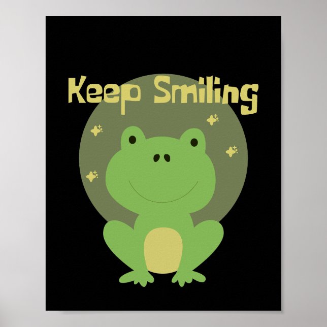 Keep smiling Kawaii green baby frog smiling  Poster (Front)