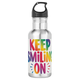 keep smiling on stainless steel water bottle