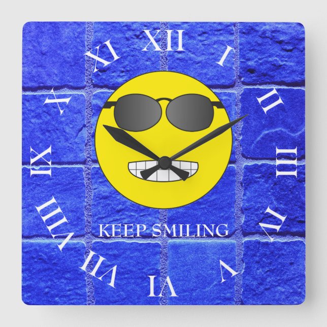 Keep Smiling Square Wall Clock (Front)