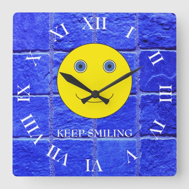 Keep Smiling Square Wall Clock (Front)
