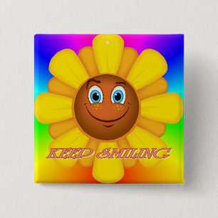 Keep Smiling Sunflower Button
