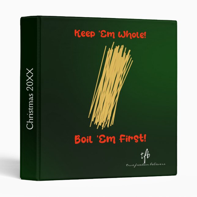 Keep Spaghetti Whole Christmas Restaurant 3 Ring Binder (Front/Spine)