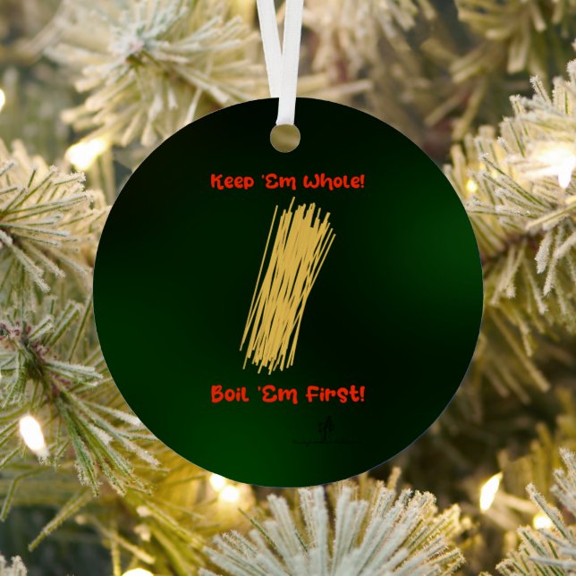 Keep Spaghetti Whole Family Christmas Round Metal Ornament (Insitu)
