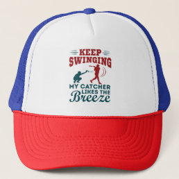 Keep Swinging Funny Softball Pitcher Player Coach Trucker Hat
