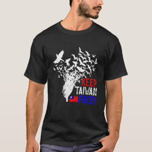 Keep Taiwan Free Taiwanese Map Peace Birds Flying  T-Shirt