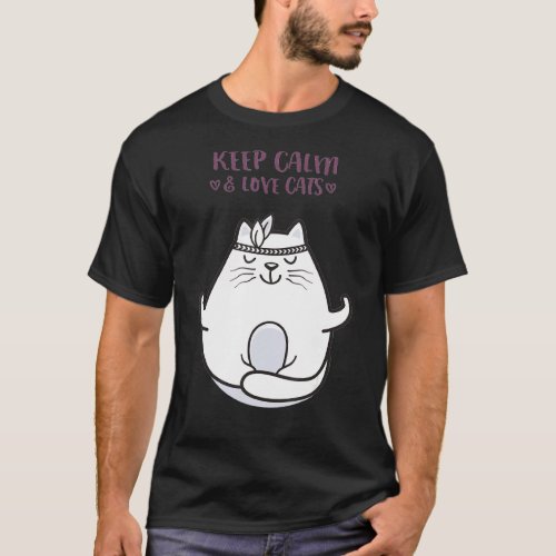 Keep Tee Calm And Love Cats Funny Cat Yoga For Wom