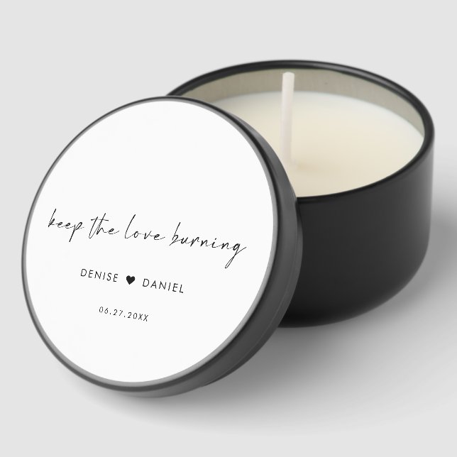 Keep The Love Burning Modern Wedding Mini Candle Favors (Corner)