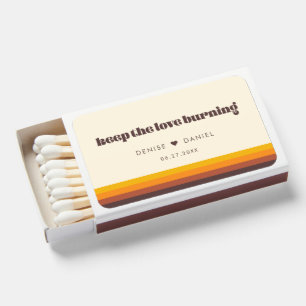 Keep the love burning Retro 60s vintage wedding Matchboxes