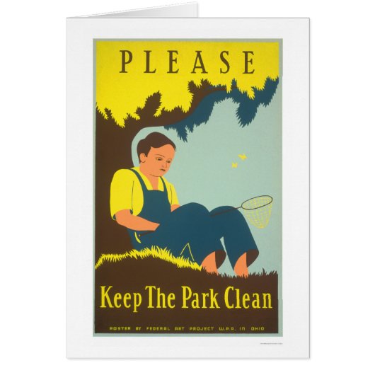 Keep The Park Clean 1938 WPA Cards (Front)