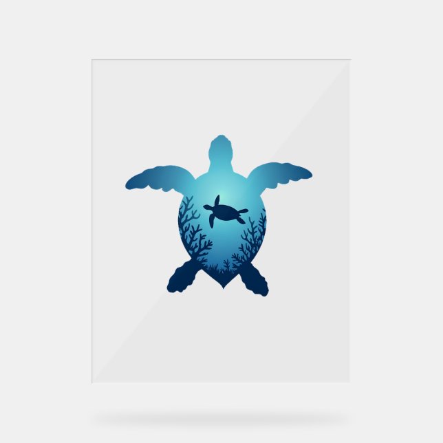Keep The Sea Plastic Free Save The Sea Turtles T-S Acrylic Sign (Front)