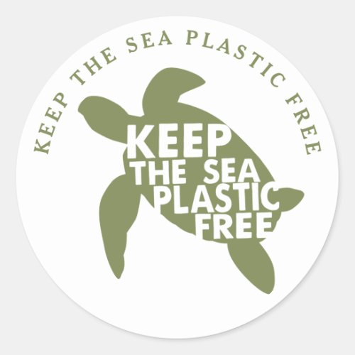 Keep The Sea Plastic Free Sea Turtle Classic Round Sticker
