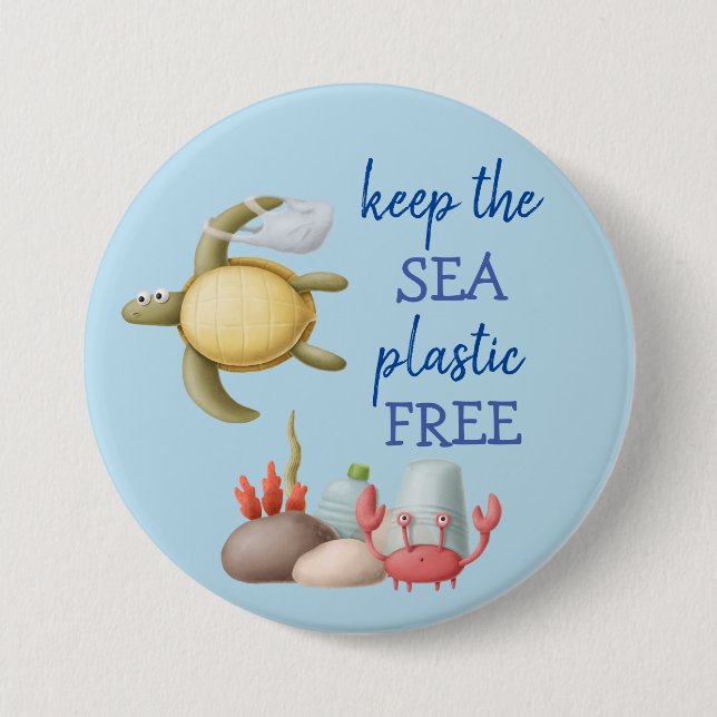 Keep the Sea Plastic Free Turtle Bags Button (Front)