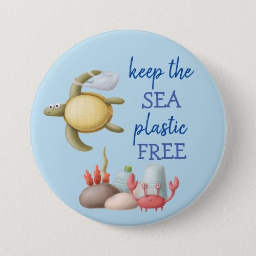 Keep the Sea Plastic Free Turtle Bags Button