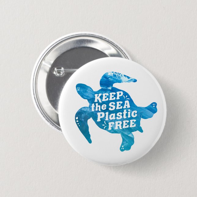 Keep the Sea Plastic Free Turtle Button (Front & Back)