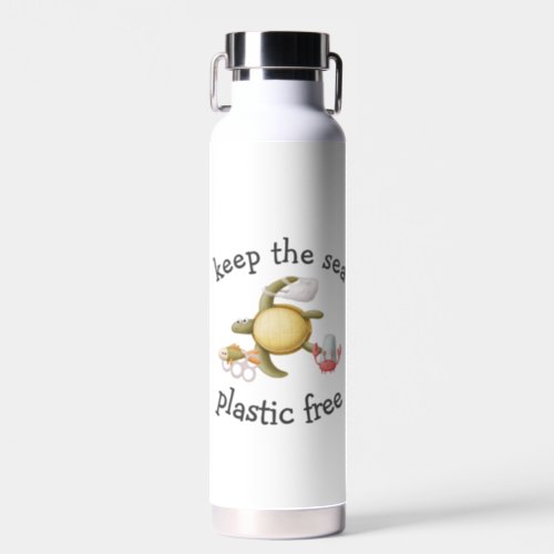 Keep the Sea Plastic Free Turtle Crab  Water Bottle