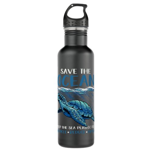 Keep The Sea Plastic Free Turtle Save The Ocean 24 Stainless Steel Water Bottle