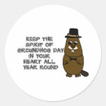 Keep the Spirit of Groundhog Day in your heart Classic Round Sticker