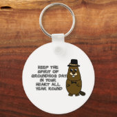 Keep the Spirit of Groundhog Day in your heart Keychain (Back)