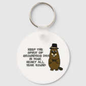 Keep the Spirit of Groundhog Day in your heart Keychain (Back)