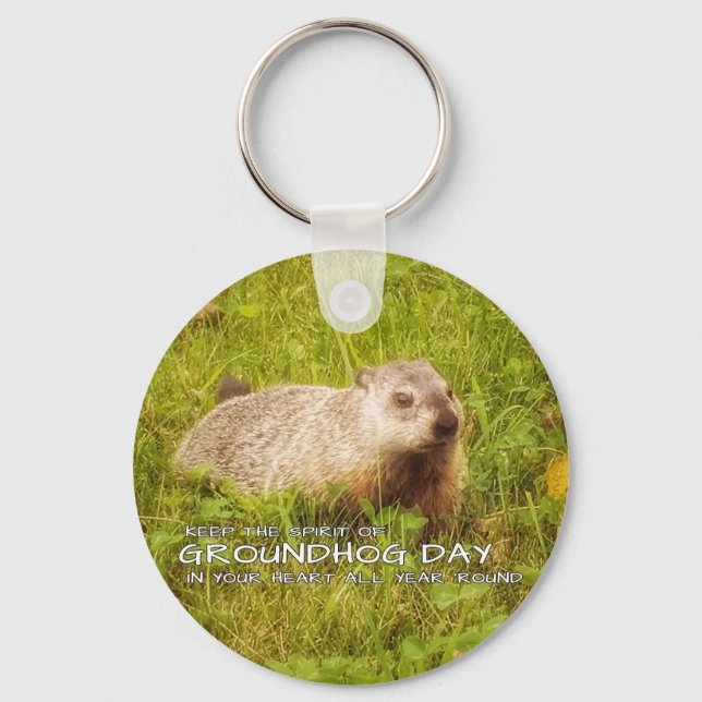Keep the Spirit of Groundhog Day keychain (Front)