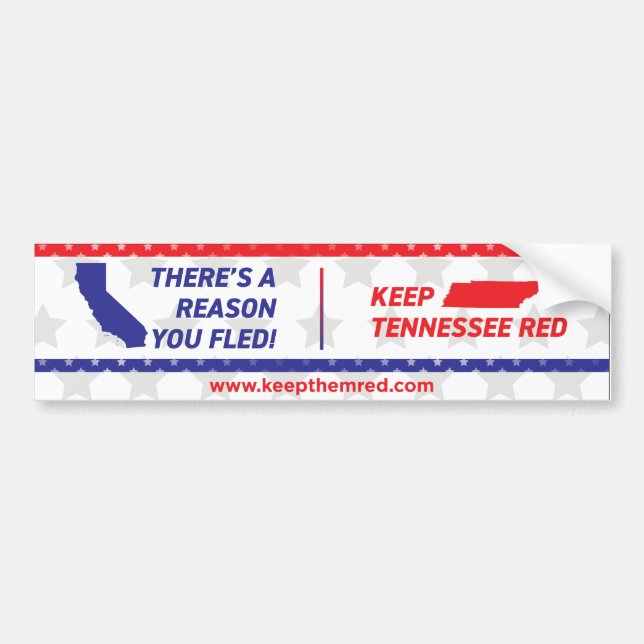 Keep Them Red - Bumper Sticker CA to TN (Front)