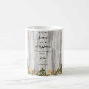 Keep Thy Heart Wood Flower Bible Verse Coffee Mug