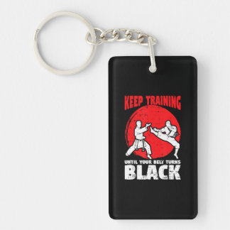 Keep Training Until Your Belt Turns Black Karate Keychain