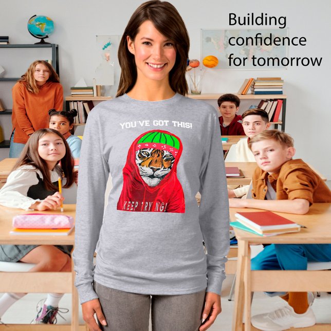 Keep Trying Winter Tiger, Personalize Text T-Shirt (Creator Uploaded)