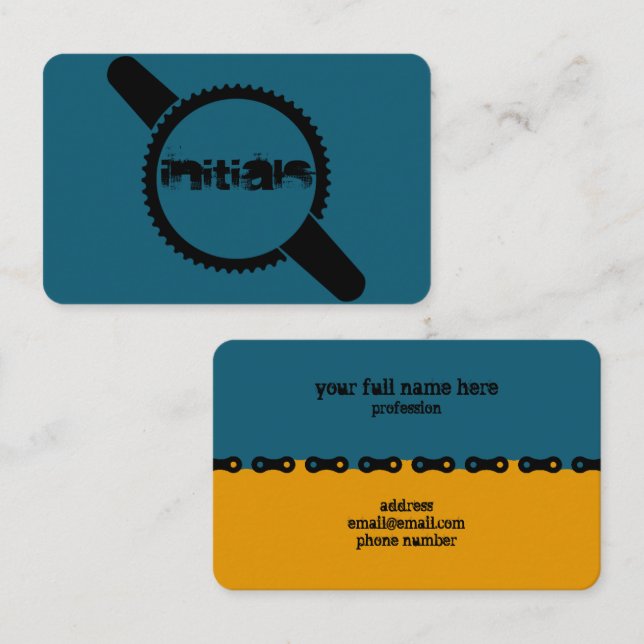 Keep Turning That Crank Blue Orange Business Card (Front/Back)