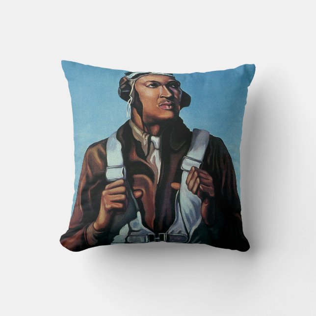 Keep Us Flying! ~ Tuskeegee Airman Throw Pillow (Front)