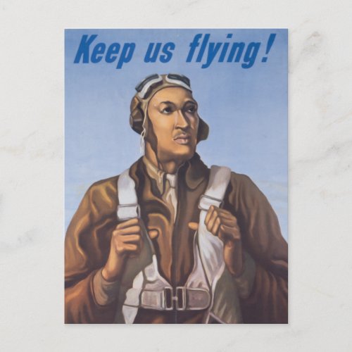 Keep Us Flying Vintage African_American WW2 Pilot Postcard