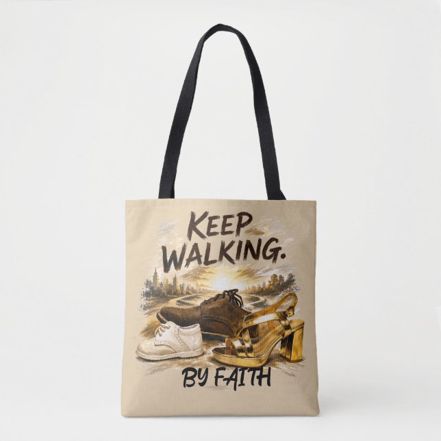 KEEP WALKING – BY FAITH TOTE BAG (Front)