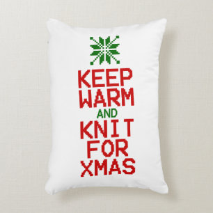 Keep Warm and Knit for Xmas Accent Pillow