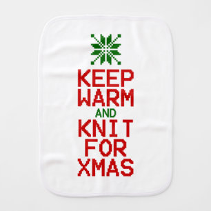 Keep Warm and Knit for Xmas Burp Cloth