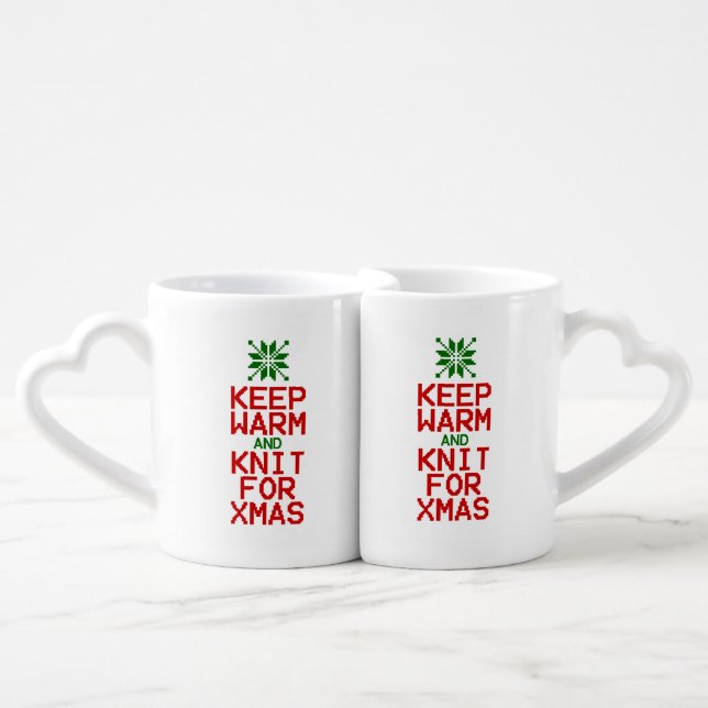 Keep Warm and Knit for Xmas Coffee Mug Set (Front Nesting)