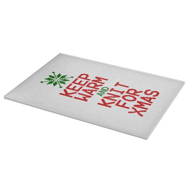 Keep Warm and Knit for Xmas Cutting Board (Corner)
