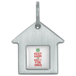 Keep Warm and Knit for Xmas Pet Tag